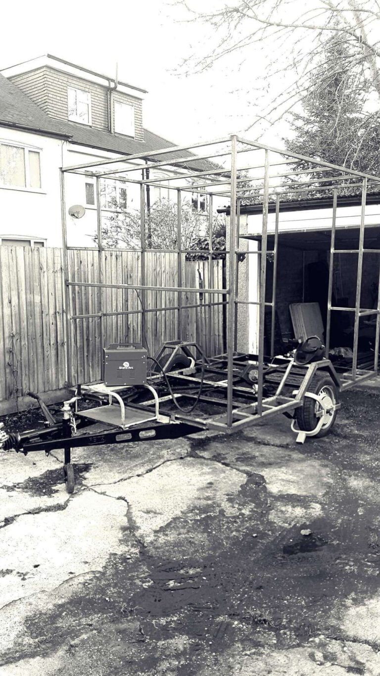 A custom made, mobile catering trailer for street food traders, private even caterers, and food markets stall holders. Made in th UK with an artistic, eye catching, industrial style look. Contact for your custom made trailer.