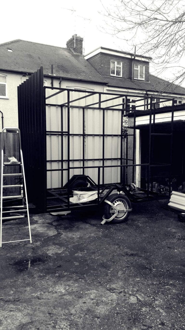 A custom made, mobile catering trailer for street food traders, private even caterers, and food markets stall holders. Made in th UK with an artistic, eye catching, industrial style look. Contact for your custom made trailer.