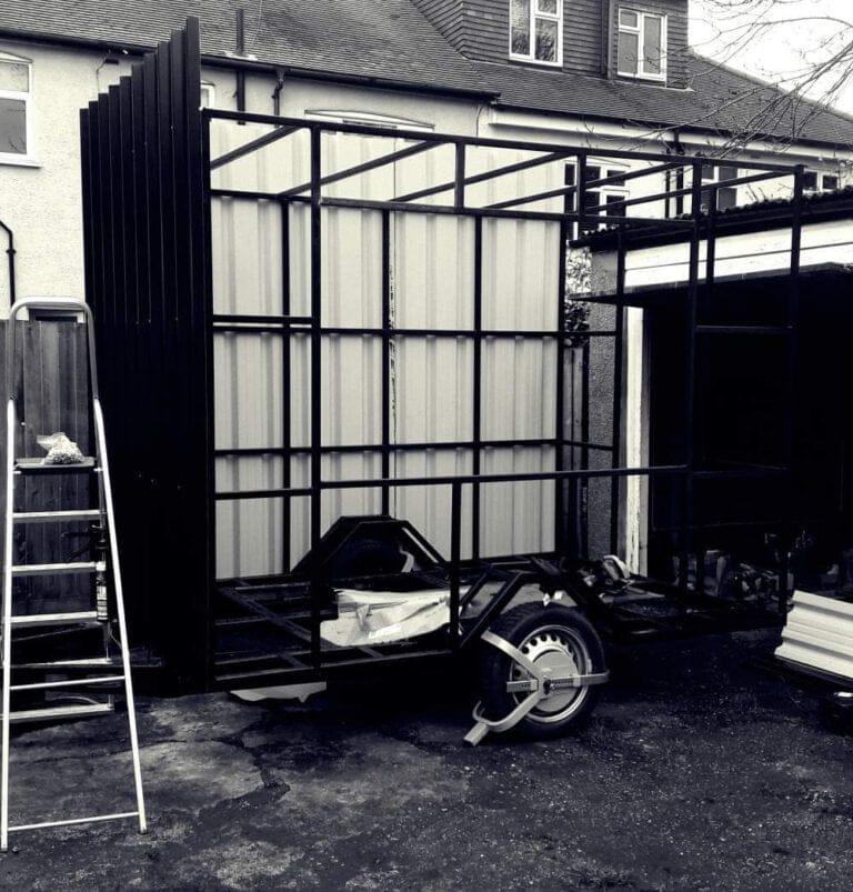 A custom made, mobile catering trailer for street food traders, private even caterers, and food markets stall holders. Made in th UK with an artistic, eye catching, industrial style look. Contact for your custom made trailer.