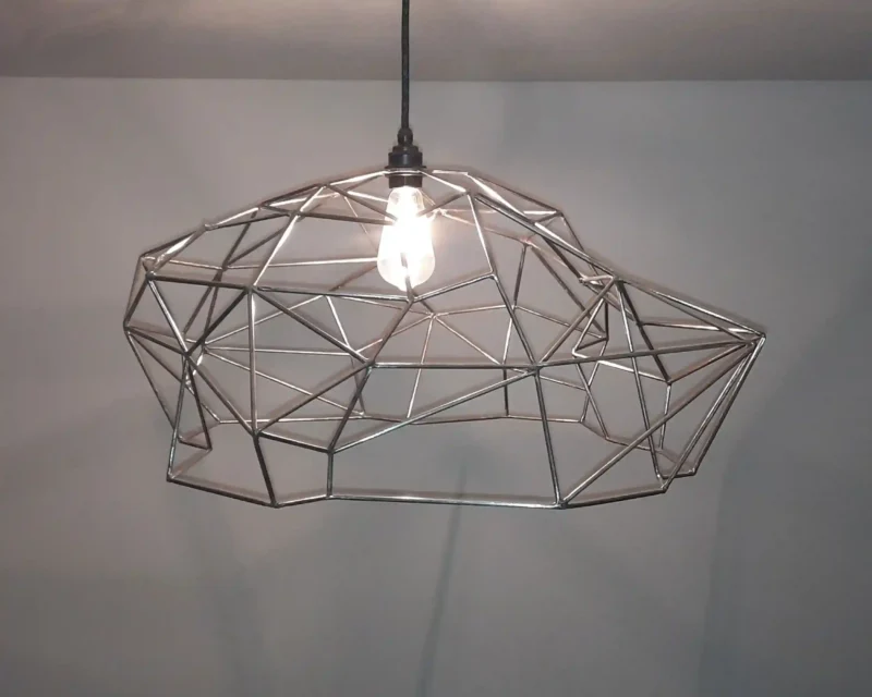 Industrial chic metal ceiling good lamp, Recycled pendant lamp, Grey.