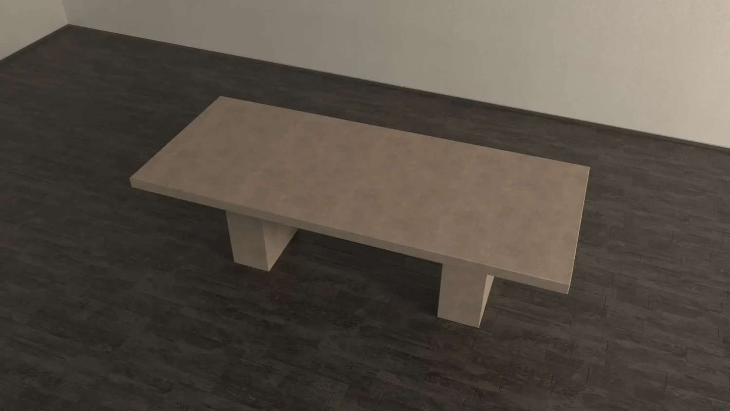 rectangular concrete diining table with two rectangular pedestal base - 1-2 Concrete Dining Table — Rounded Rectangular Form with Angled Base
