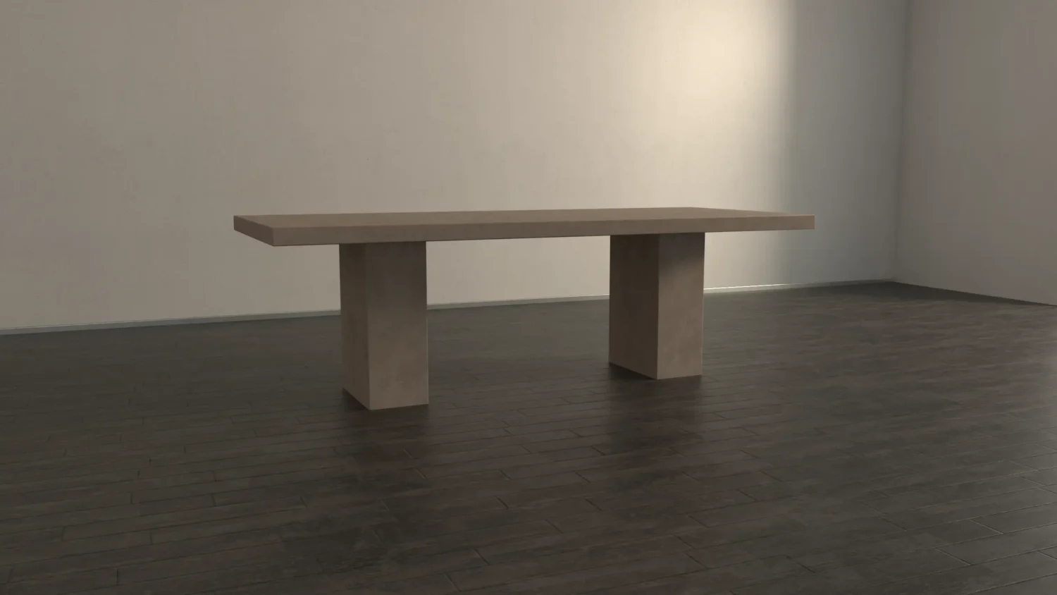 rectangular concrete diining table with two rectangular pedestal base - 1-3 Concrete Dining Table — Rounded Rectangular Form with Angled Base