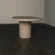 capsule-pill-shape-pedestal-dining-table-japandi-soft-interior-uk-front Pill shaped concrete dining table -made in London studio with polished concrete in clay colour for uk interiors.