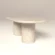 pill-shaped-concrete-dining-table-stone-white-double-pedestal-london-bespoke Concrete dining table for high-end soft modern uk interiors -oval pill-shape design with double pedestal base -bespoke size and colour, handmade in London Studio.