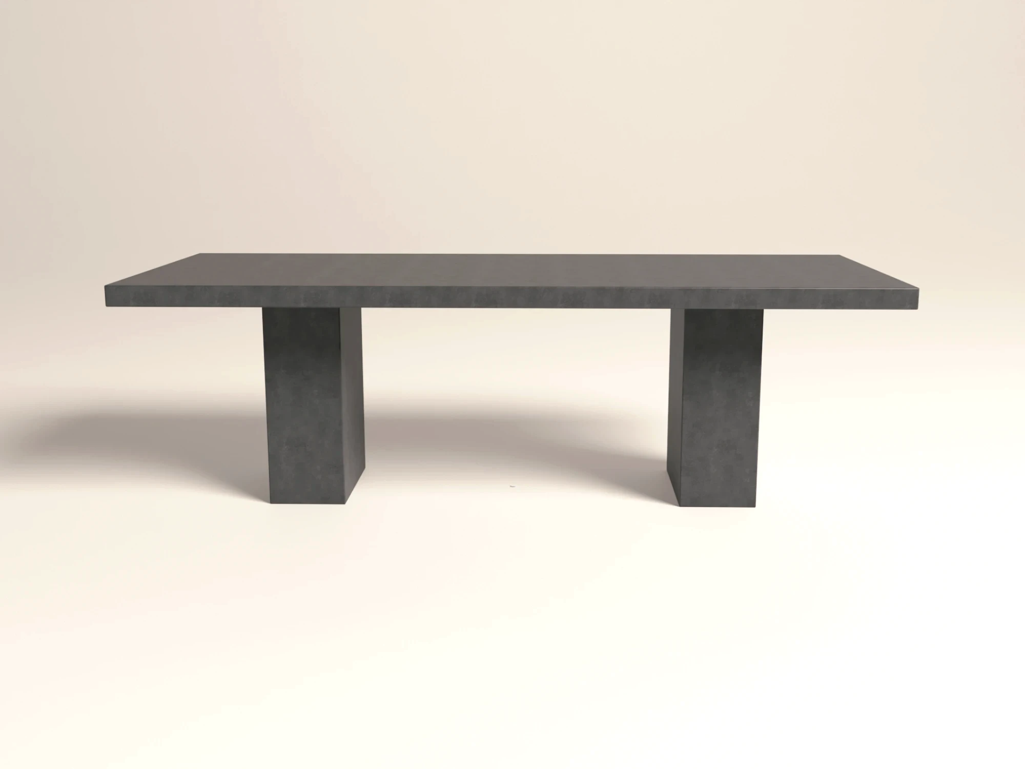 Minimalist concrete dining table with double pedestal base -handmade in London for UK interiors.