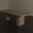 Front view of Rectangular Concrete Dining Table with twin pedestal base , designed in modern brutalist, industrial style.