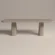 rounded-rectangular-concrete-dining-table-sculptural-pedestal-limestone=front-london-uk Rounded rectangular concrete dining table with sculptural double pedestal base. Side-view of table, finished in limestone colour polished concrete - London UK.