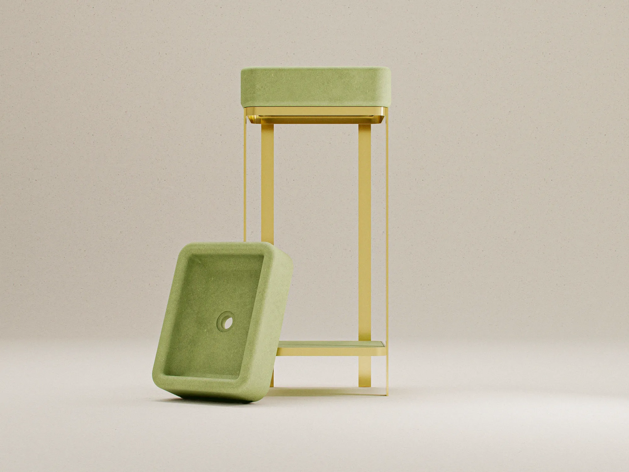concrete-countertop-basin-green-london-uk Concrete Basin – Soft Rectangular Countertop Vessel Sink
